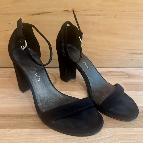 ✨ Stuart Weitzman Simple Sandals – Black Suede – Size 6.5 (36.5 EU) ✨ - Picture 2 of 7